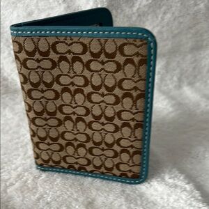 Coach Brown and Blue Monogram Wallet